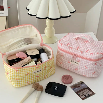 TidyBow - Dames Make-uptas Set met Geruite Strik
