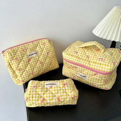 TidyBow - Dames Make-uptas Set met Geruite Strik