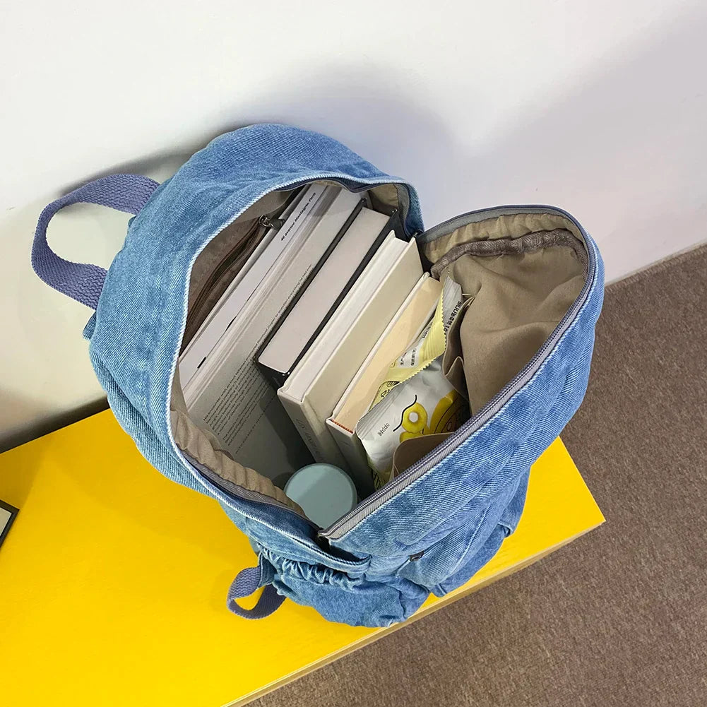 RetroDenim - Vintage Spijkerstof Rugzak met Grote Capaciteit
