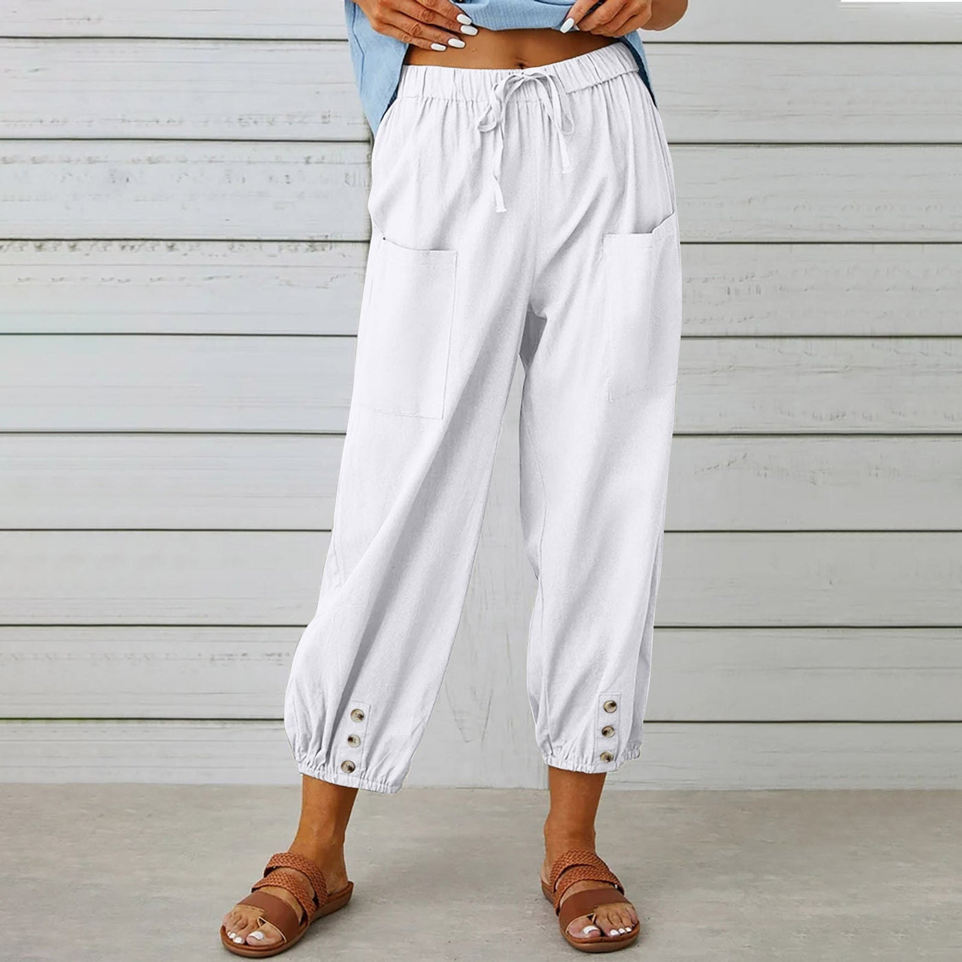 Elda pants - women's linen capri pants for relaxed comfort in a loose style