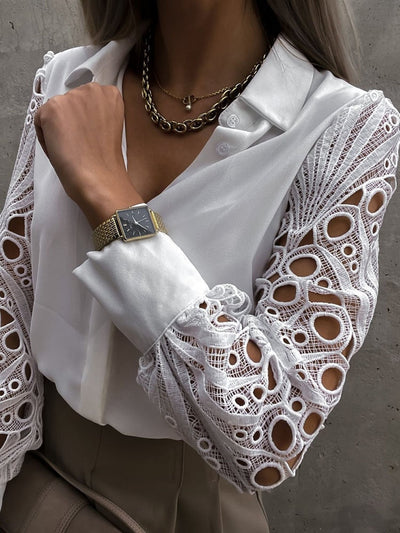 Noémie - Blouse met Kanten Mouwen | Tijdloze Klasse & Elegantie