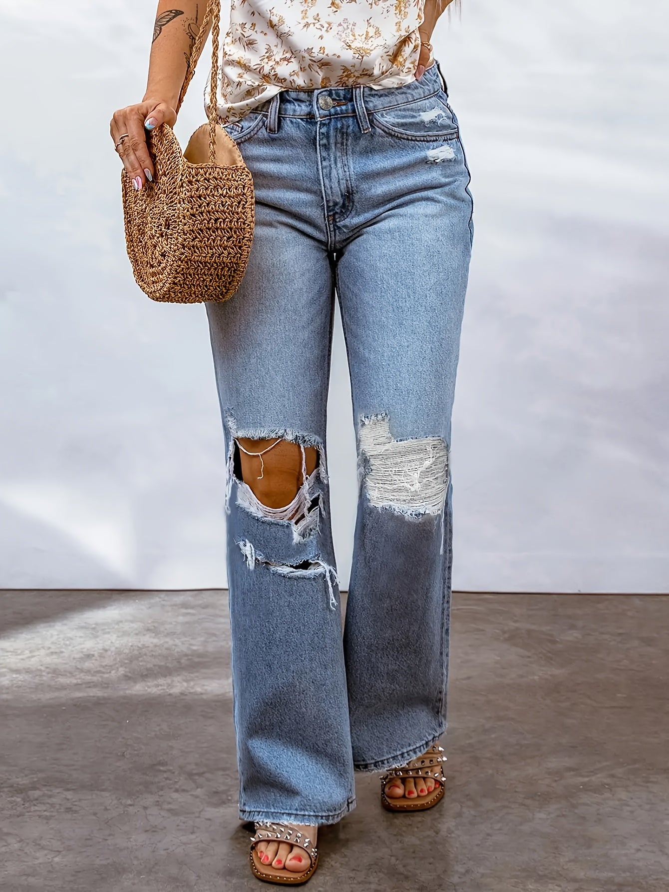 Sofia | Flared Ripped Jeans voor Dames
