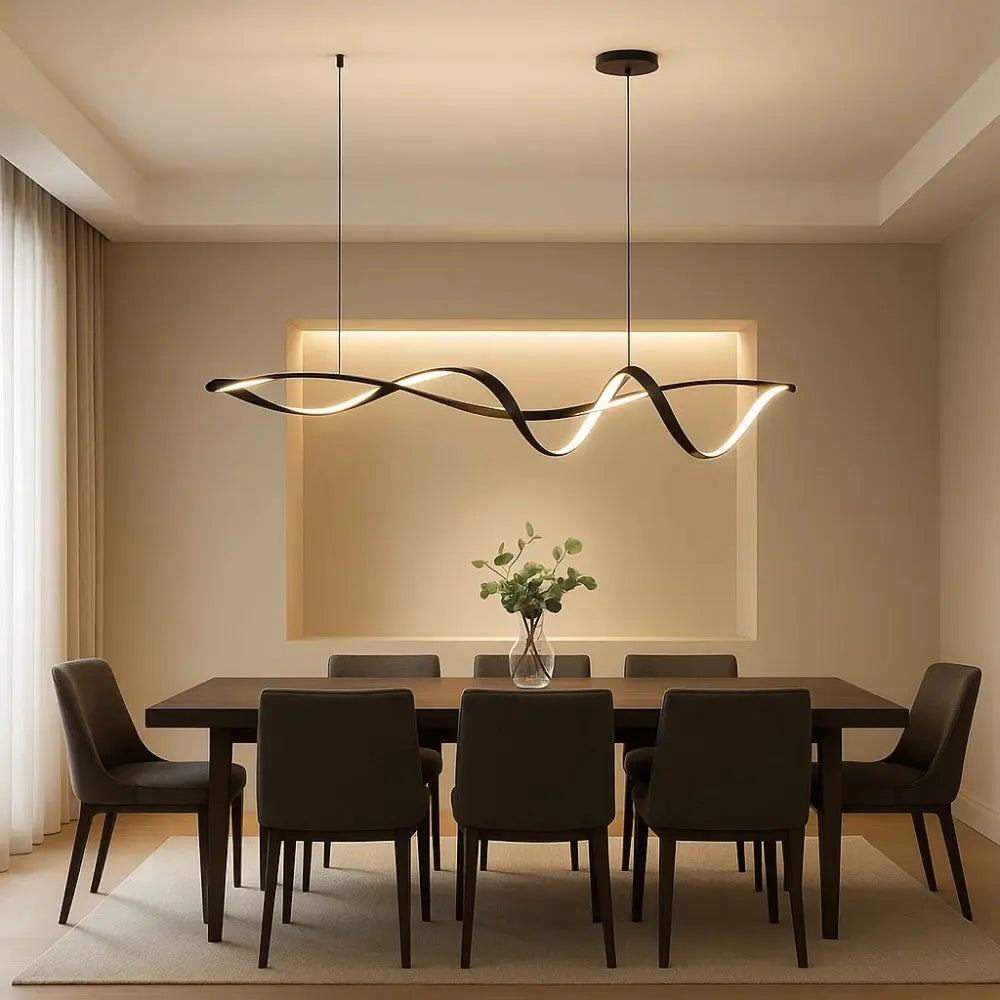 Solveran - Modern Black Gloss LED Pendant Light