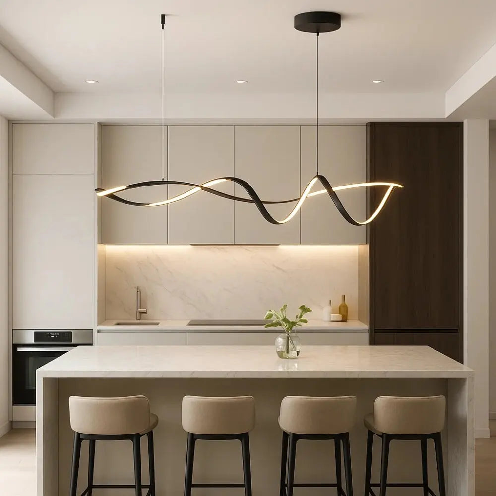 Solveran - Modern Black Gloss LED Pendant Light
