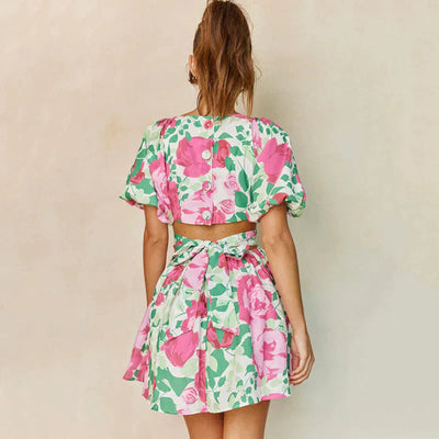 Sylvia | V-Hals Bloemenprint Mini Jurk