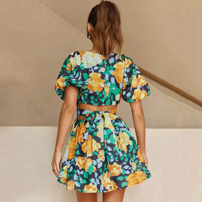 Sylvia | V-Hals Bloemenprint Mini Jurk