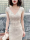 Taylor | Glamour Jurk met Sequins en V-Hals voor Feestelijke Gelegenheden