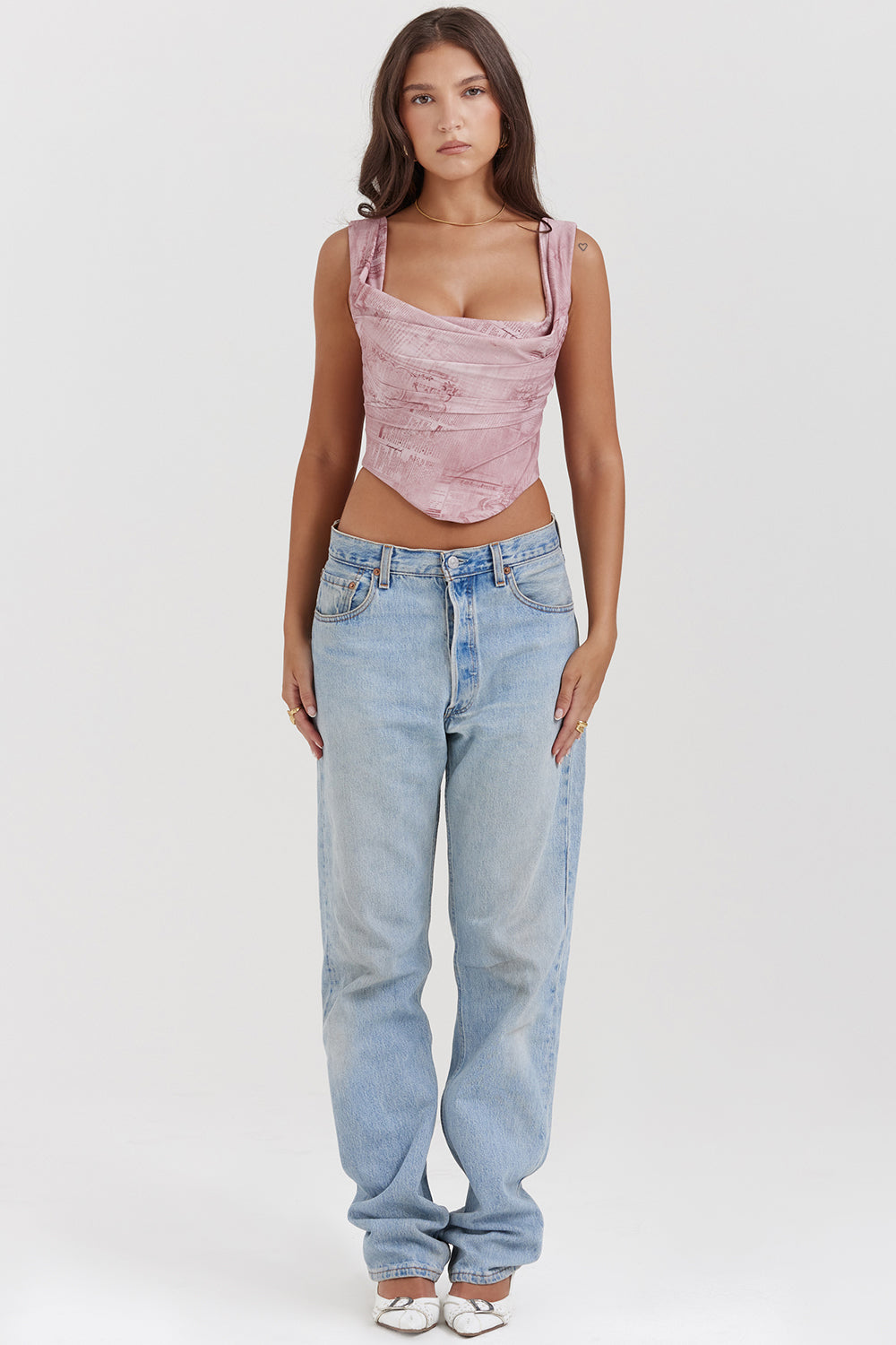 Havinea - Trendy Pink Corset with Print