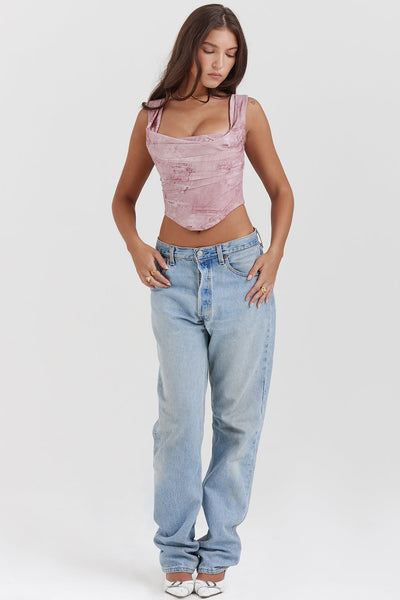 Havinea - Trendy Pink Corset with Print