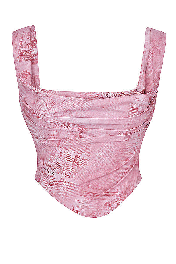 Havinea - Trendy Pink Corset with Print