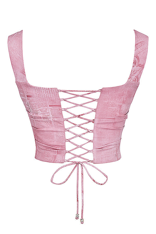 Havinea - Trendy Pink Corset with Print