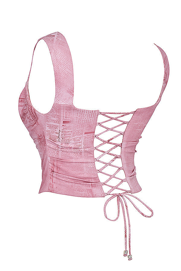 Havinea - Trendy Pink Corset with Print
