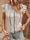 Trinity | Vintage Kleurrijke Gestreepte Blouse met Kanten Details