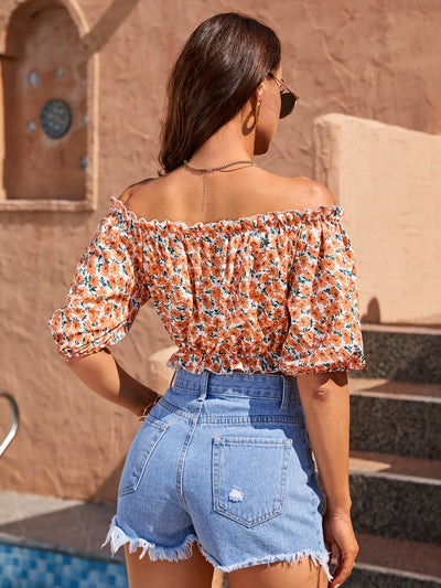 Trixie | Off-Shoulder Bloemen Crop Top voor de Zomer