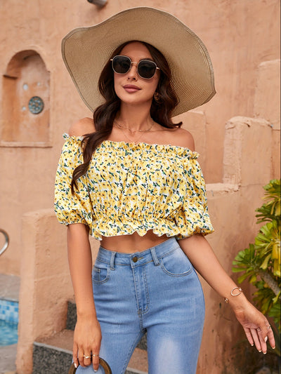 Trixie | Off-Shoulder Bloemen Crop Top voor de Zomer