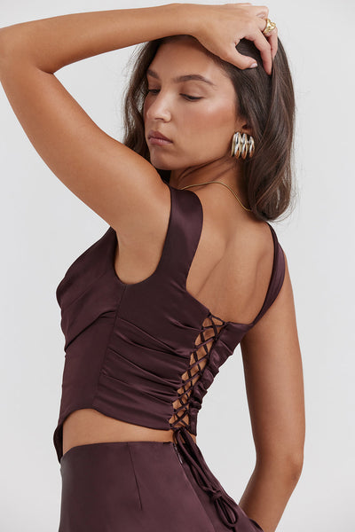 Odette - Satijnen Corset-Top en Maxirok Set