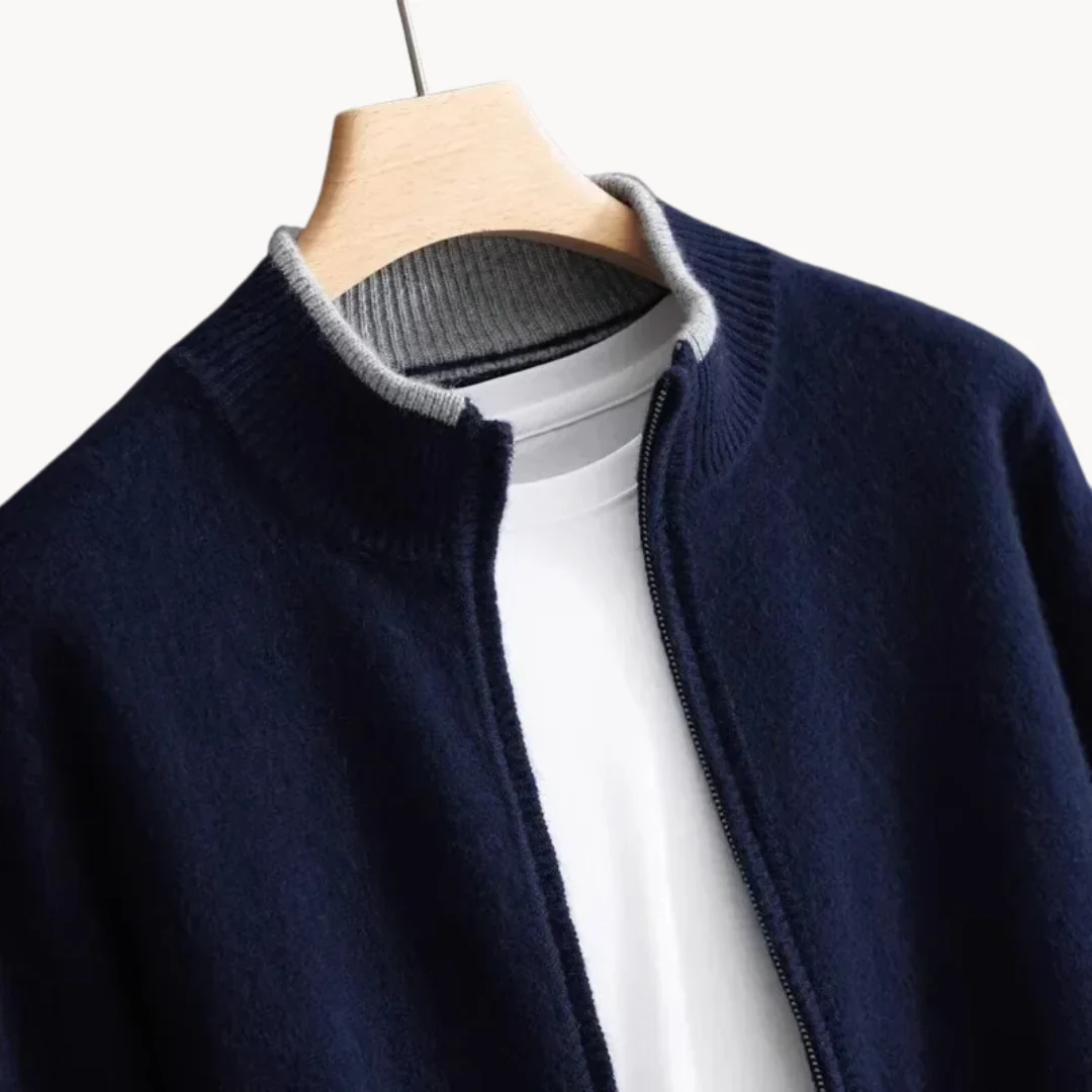 Merino - Heren wollen vest met rits