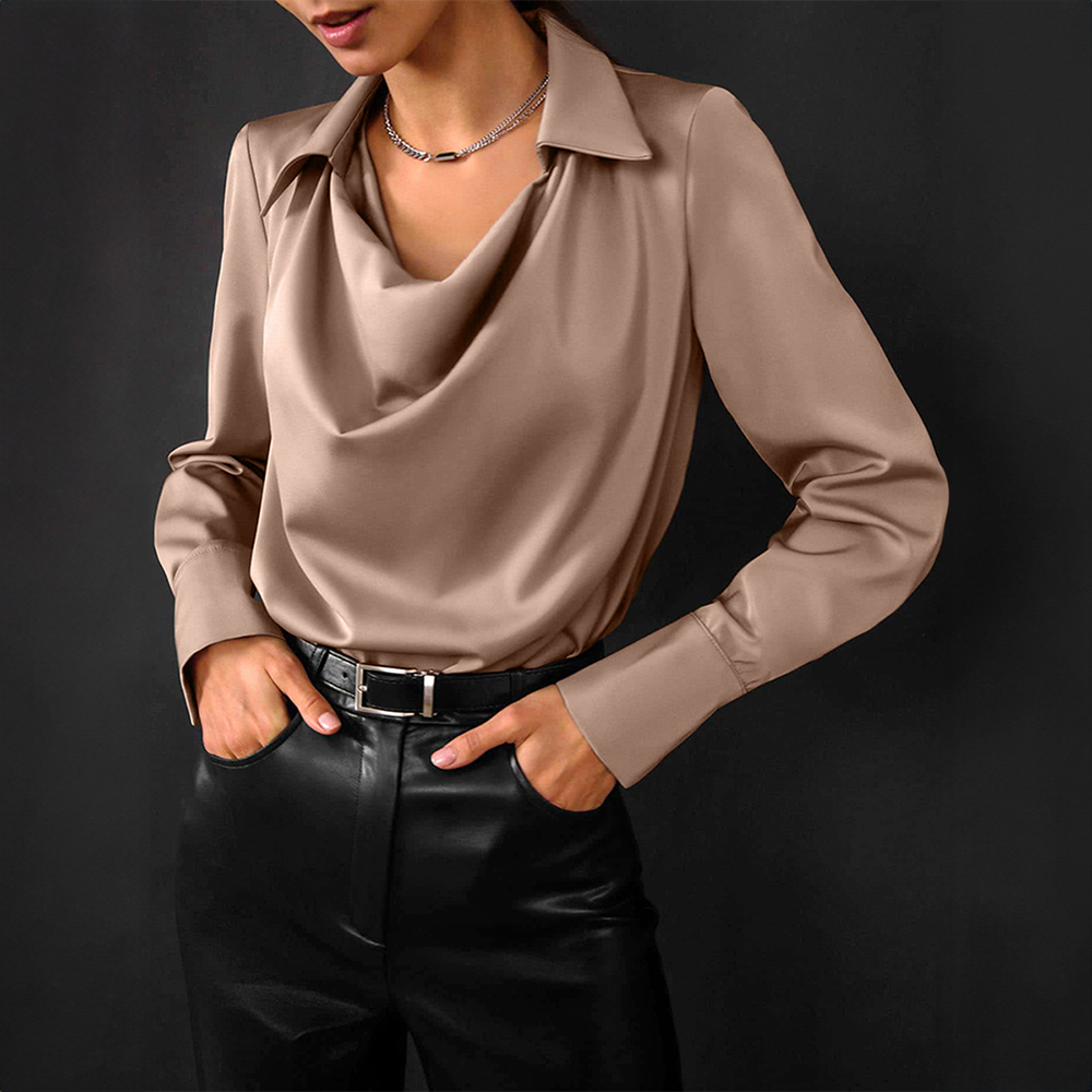 Isabeau – Luxurious Satin Blouse with V-Neck | Timeless elegance &amp; effortlessly stylish