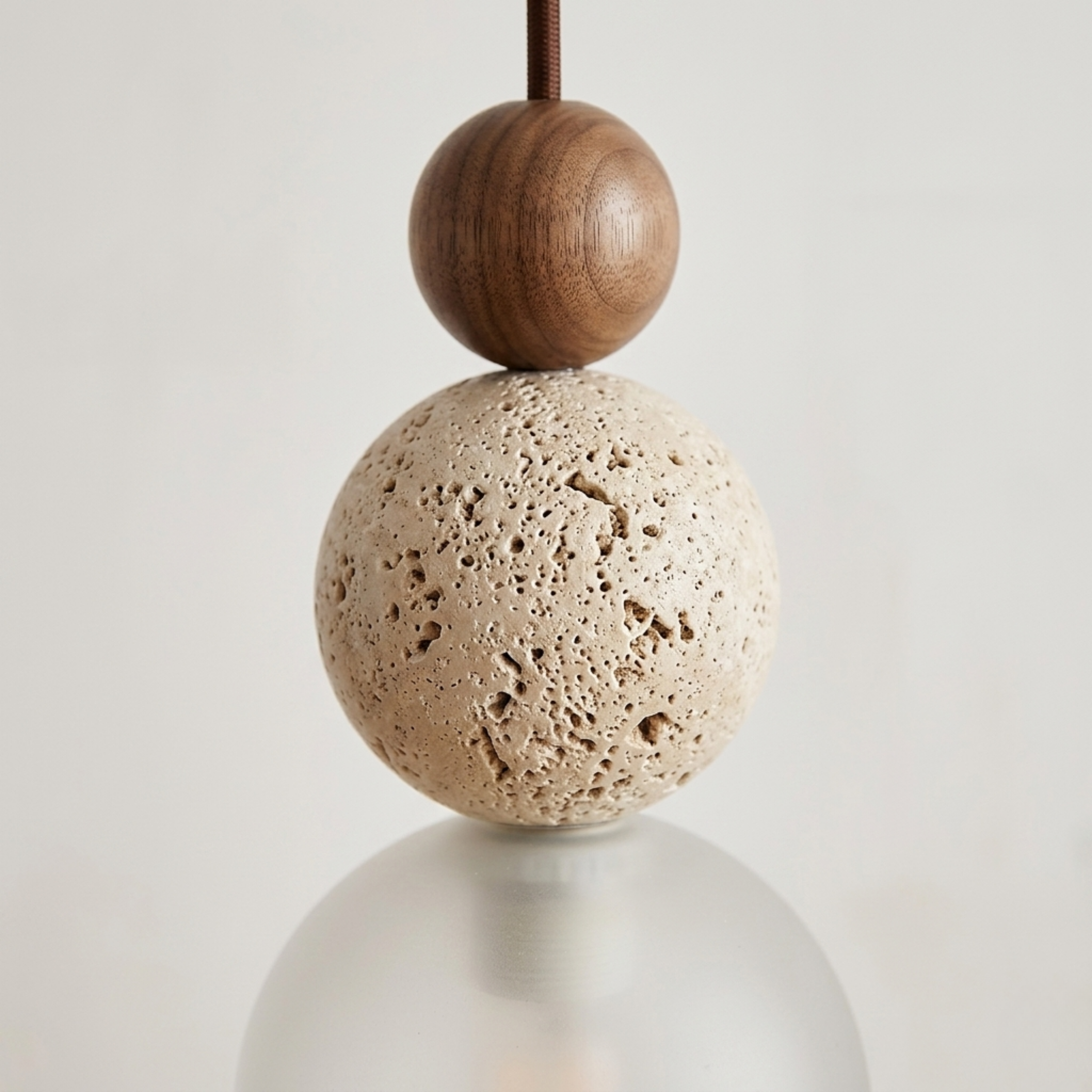 Cremon – Cream Travertine Wood Pendant Light