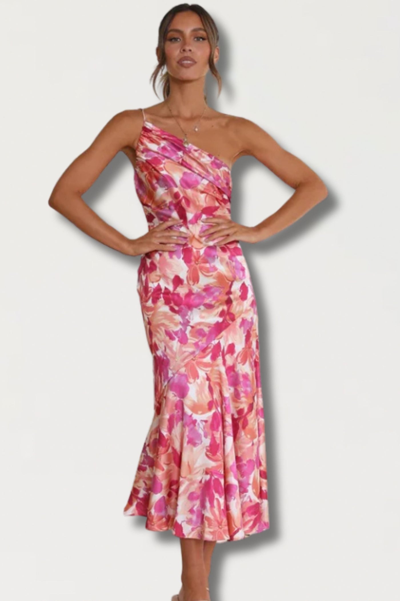 Pamela - elegante off-shoulder bloemenjurk