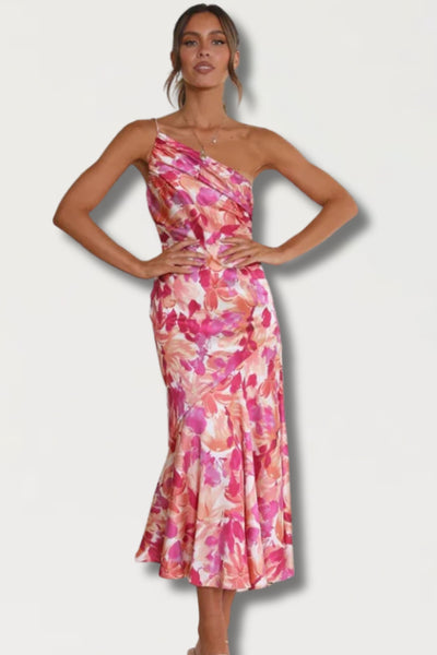 Pamela - elegante off-shoulder bloemenjurk