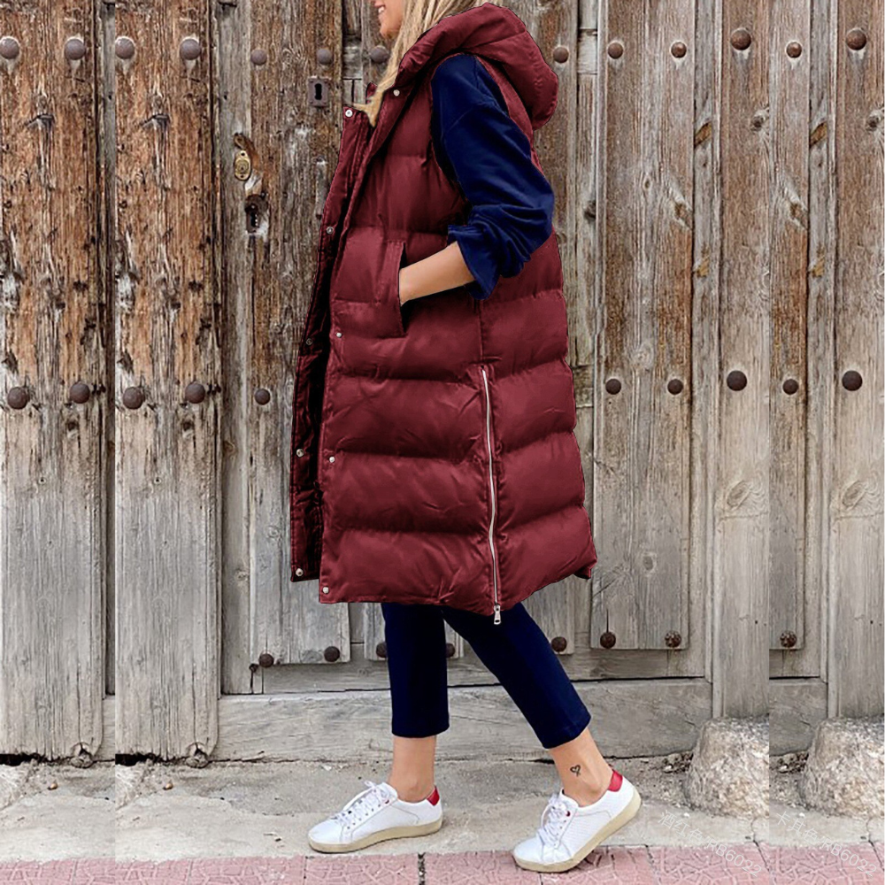 Lang puffervest voor dames