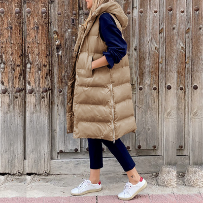 Lang puffervest voor dames