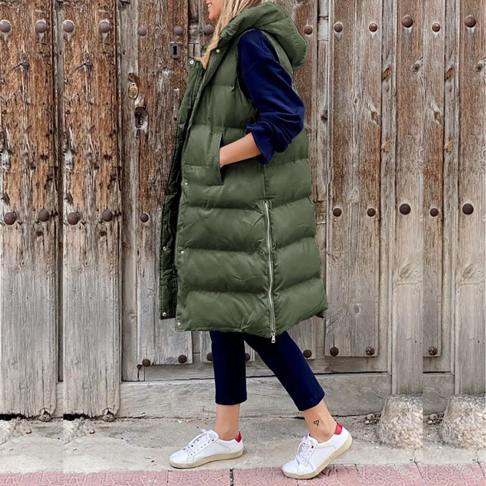 Lang puffervest voor dames
