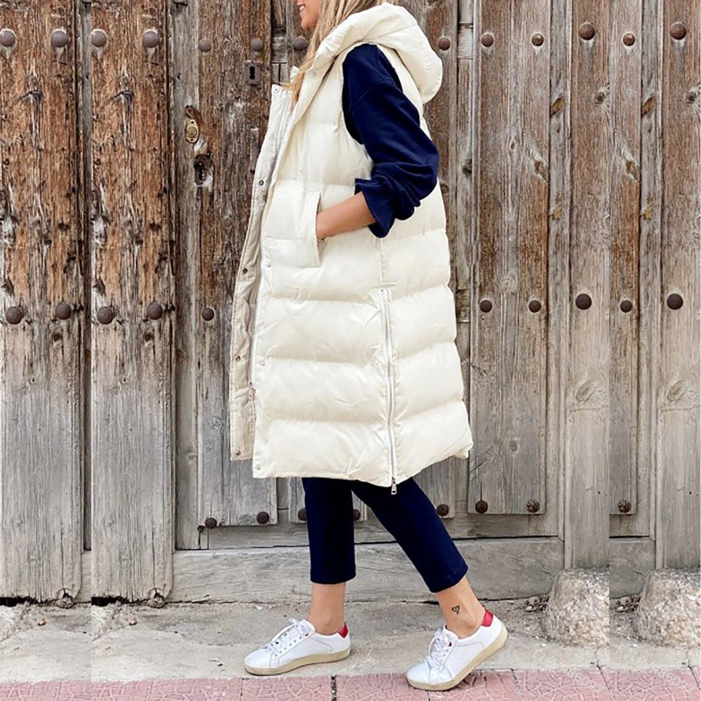 Lang puffervest voor dames