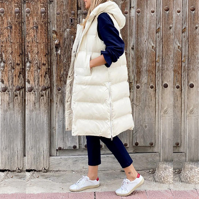 Lang puffervest voor dames