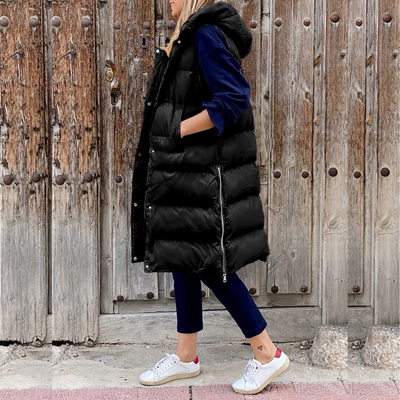 Lang puffervest voor dames