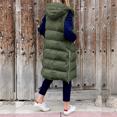 Lang puffervest voor dames