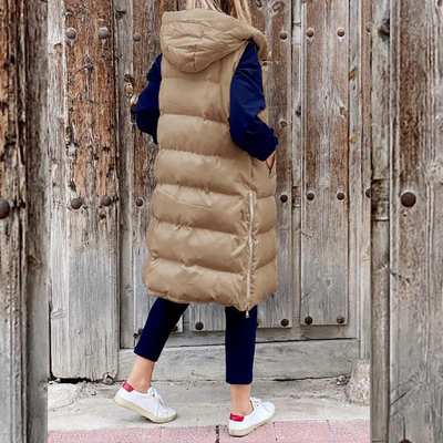 Lang puffervest voor dames