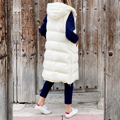 Lang puffervest voor dames