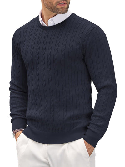 Slim fit fijn gebreide heren trui met ronde hals