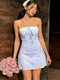 Vanessa | Bloemenjurk met Leren Bandjes en Zachte Blauw Tinten