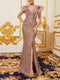 Vanessa | Luxe Avondjurk met Strass en Elegante Ruches