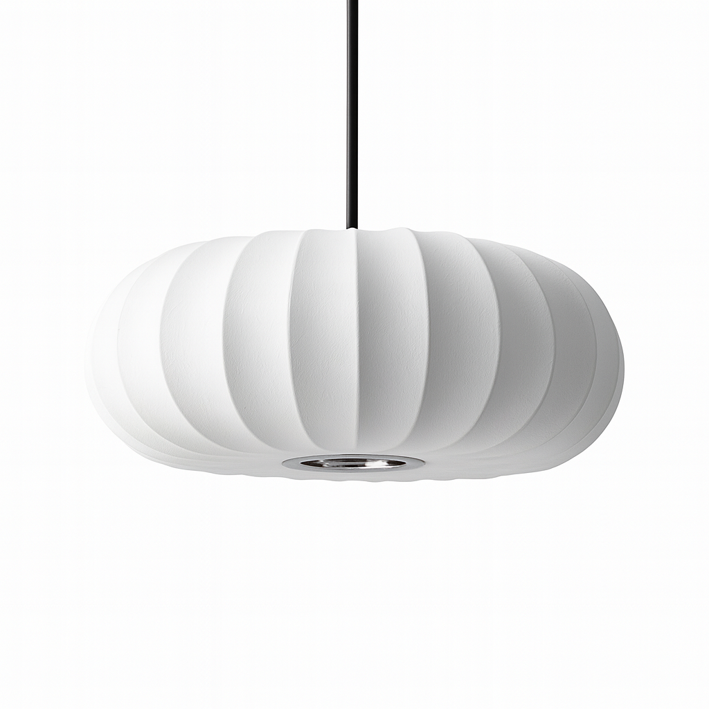 Dinam - Scandi Oval Pendant Light Fabric Shade Dining Lamp