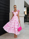 Sally - Lange roze jurk met bloemenprint