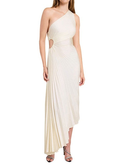 Taelynn - elegant plisséjurk met één schouder