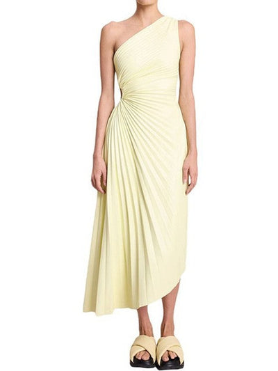 Taelynn - elegant plisséjurk met één schouder