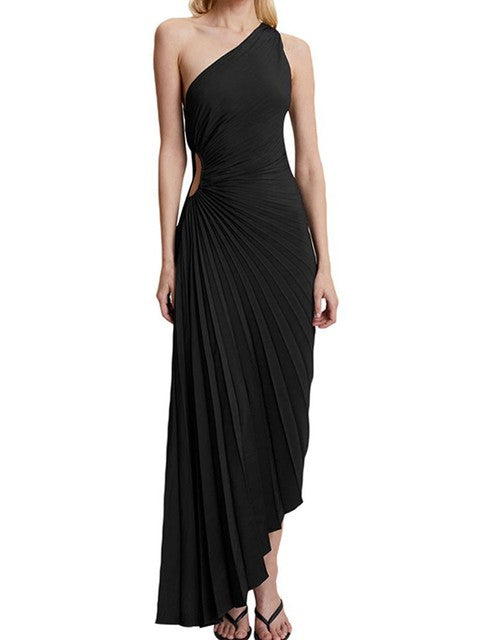 Taelynn - elegant plisséjurk met één schouder