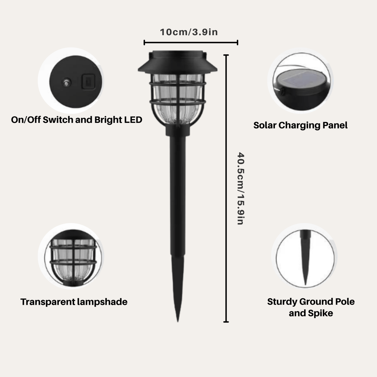 Velorian – Vintage Solar LED Path Light Cage Design