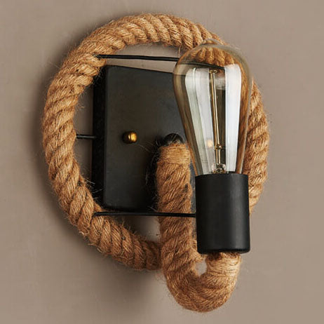 Rovira – Vintage Rope Round Wall Sconce Lamp 1 Light