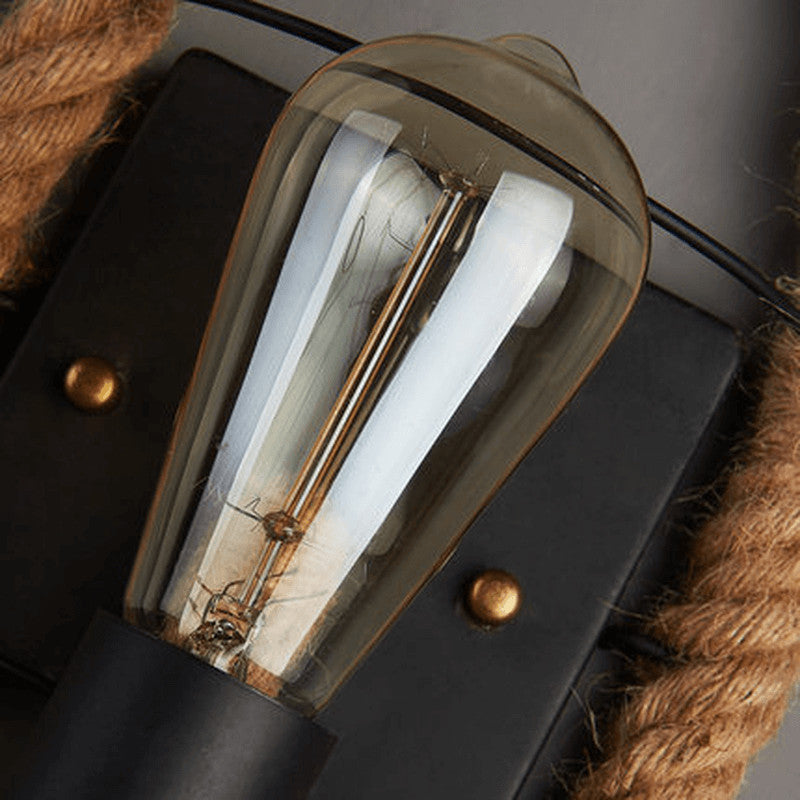 Rovira – Vintage Rope Round Wall Sconce Lamp 1 Light