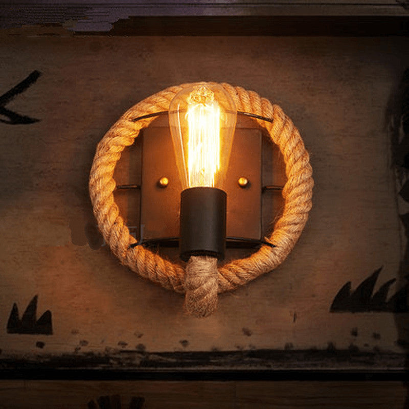 Rovira – Vintage Rope Round Wall Sconce Lamp 1 Light