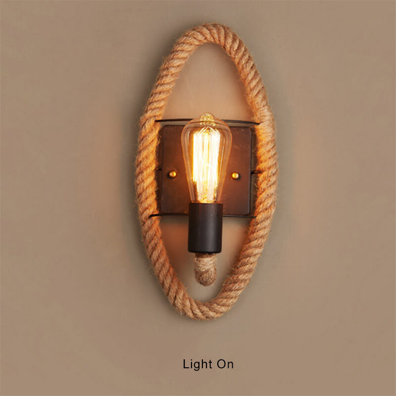 Rovira – Vintage Rope Round Wall Sconce Lamp 1 Light