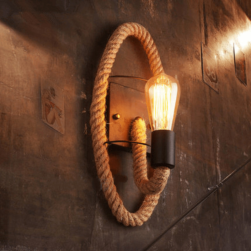 Rovira – Vintage Rope Round Wall Sconce Lamp 1 Light