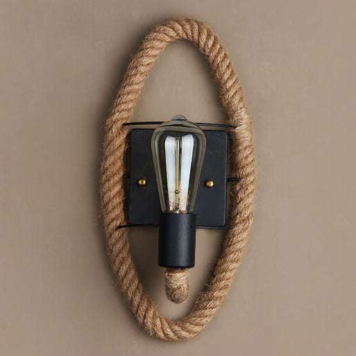 Rovira – Vintage Rope Round Wall Sconce Lamp 1 Light