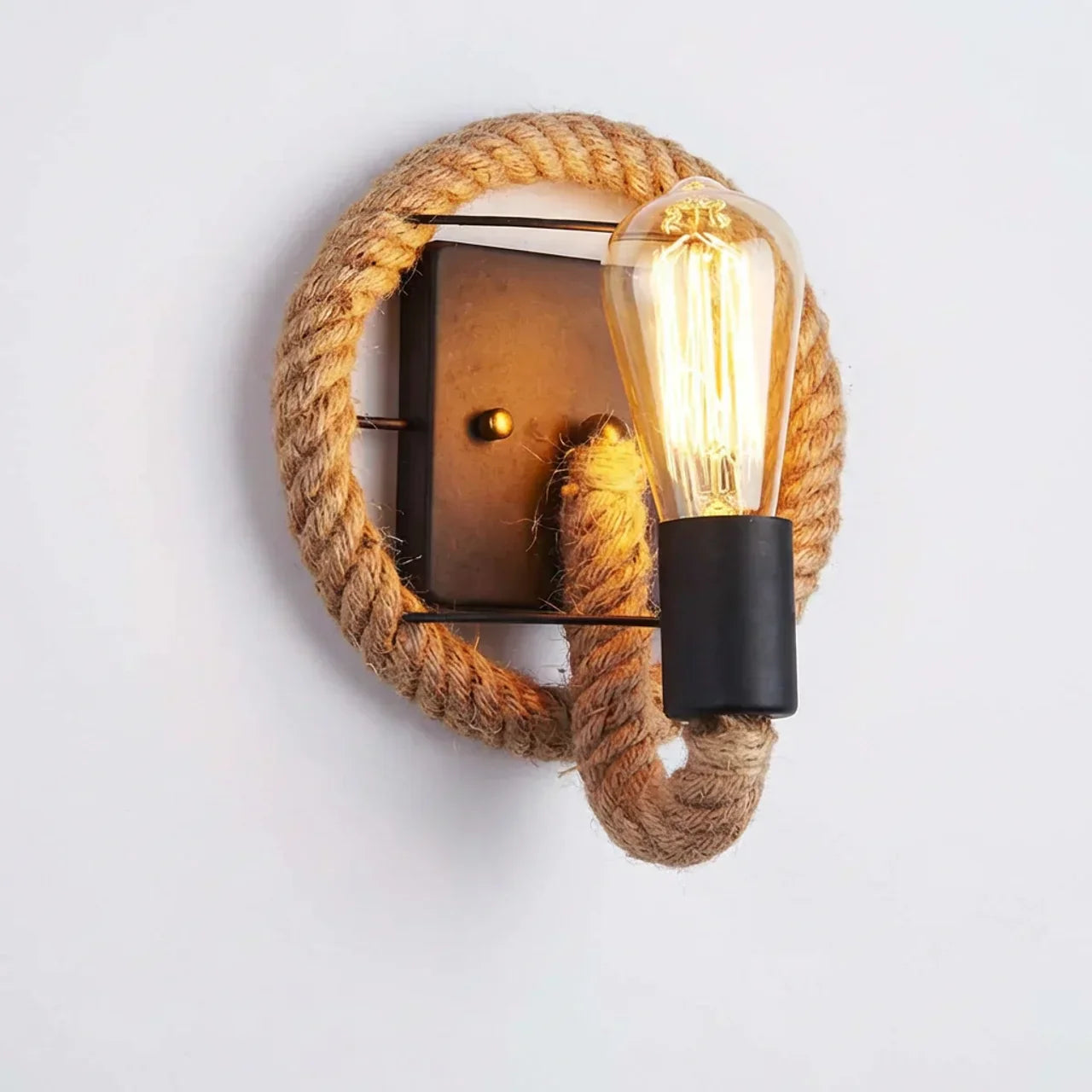 Rovira – Vintage Rope Round Wall Sconce Lamp 1 Light